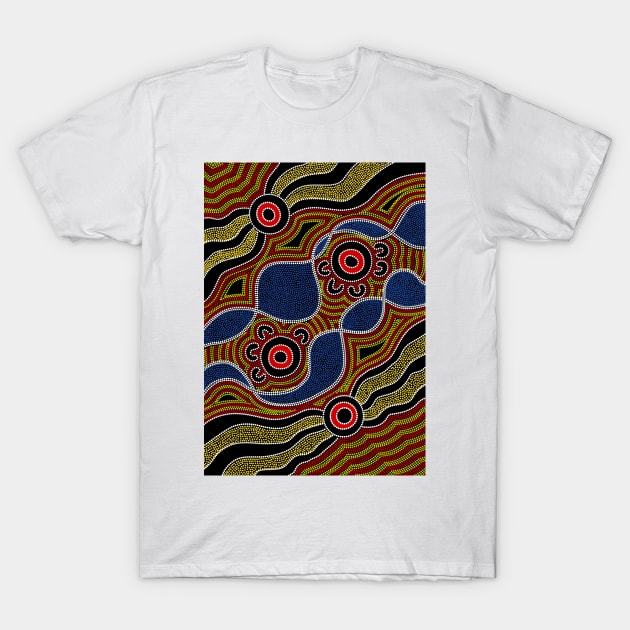 Aboriginal Art - Twin Rivers T-Shirt by hogartharts